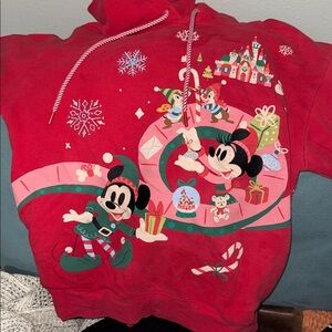 Disney Red Holiday T-Shirt with Playful Characters